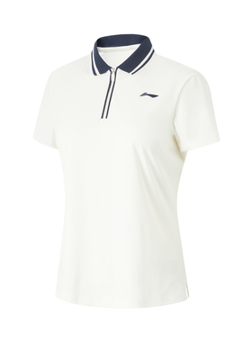 李宁正品健身系列女子冰感舒适翻领简约透气短袖POLO衫APLU160