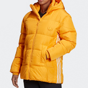 Adidas 三叶草女子侧边条纹连帽羽绒服GD2518 阿迪达斯正品