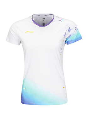 李宁正品羽毛球系列女子速干透气运动训练V领短袖T恤AAYV030-1