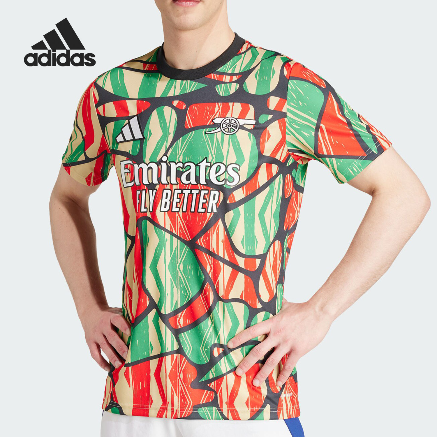 Adidas/阿迪达斯正品当季新款男士时尚印花透气短袖T恤IS9996