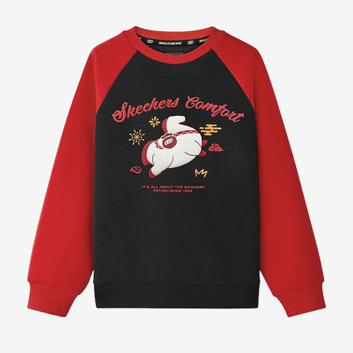 Skechers斯凯奇正品儿童款CNY新春系列长袖T恤L126K007-001W