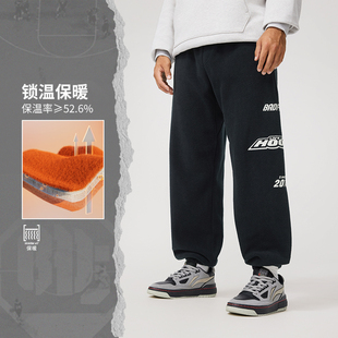 李宁正品 AKYU429 反伍BADFIVE男子加绒保暖宽松系带针织运动束脚裤