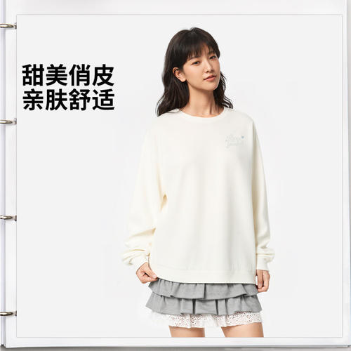 李宁正品春季女子圆领百搭日常简约耐穿运动休闲卫衣AWDW640-1