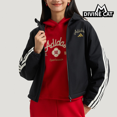 Adidas/阿迪达斯正品2025冬季款女士日常连帽耐穿刺绣外套KU8973