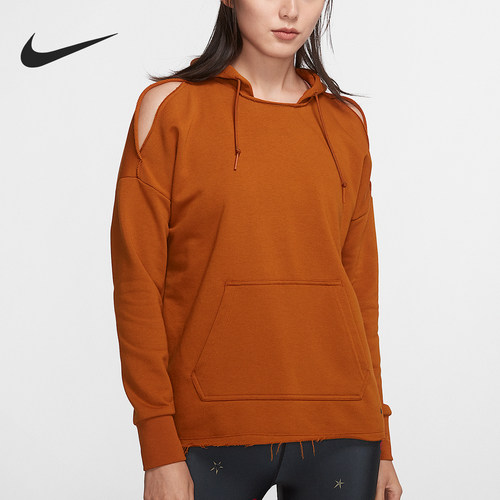 Nike/耐克正品新款女士露肩针织连帽卫衣套头衫BV5086-857