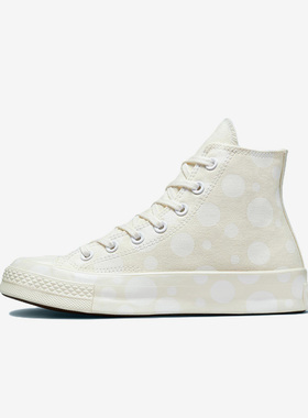 Converse匡威女子白色波点印花高帮舒适运动休闲帆布鞋A01183C