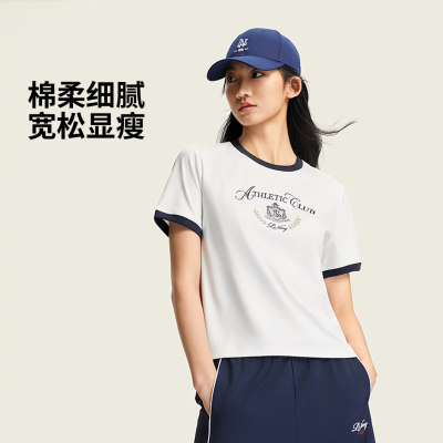 李宁正品2026夏款女子宽松透气耐磨运动训练套头短袖T恤AHSW316
