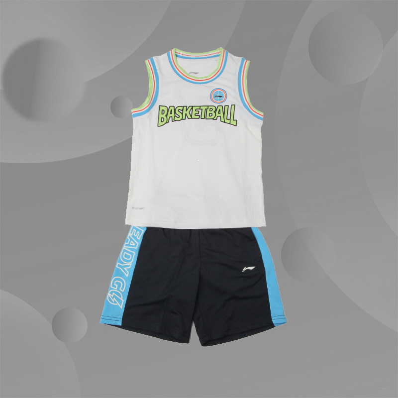 李宁正品夏季新款儿童运动生活系列圆领篮球服套装比赛服YATS015