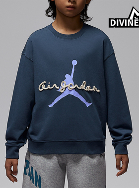 Nike/耐克正品JORDAN大童圆领套头经典印花卫衣IU5391-455
