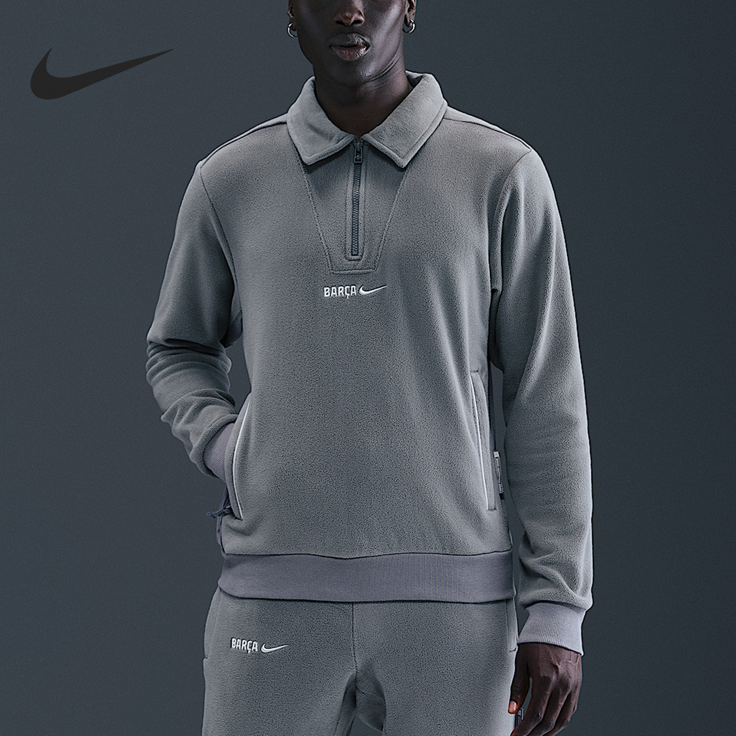 Nike/耐克正品舒适冬季款男士运动足球保暖套头衫HM4280-084
