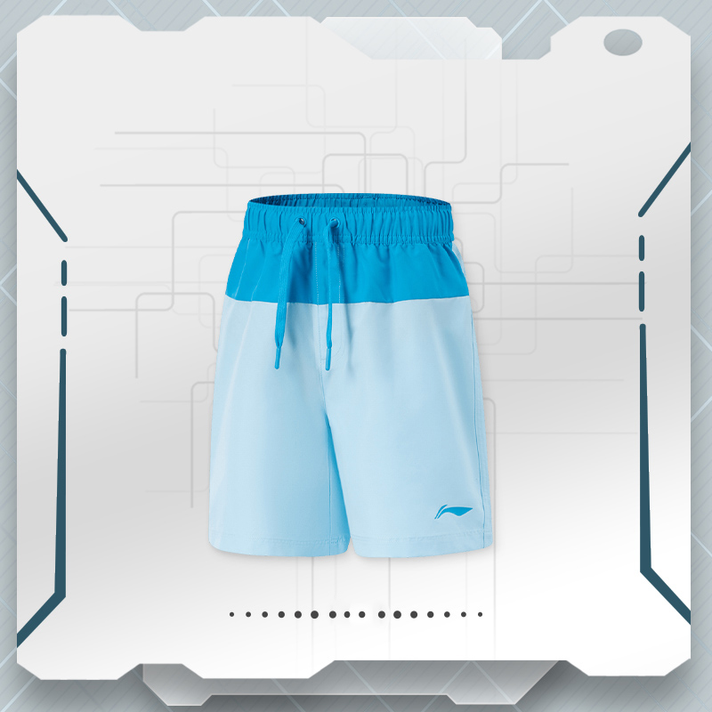 李宁正品2024夏季联名系列男小大童宽松针织运动短裤YSLU021-1