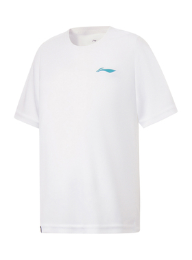 李宁正品羽毛球系列男女大童简约圆领速干凉爽短袖文化衫AHST348