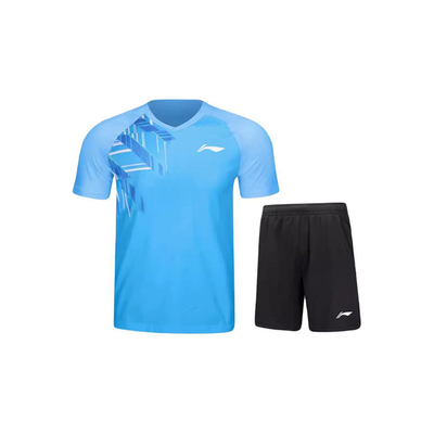 李宁正品羽毛球系列男子运动休闲比赛训练短袖短裤套装AATU029-3