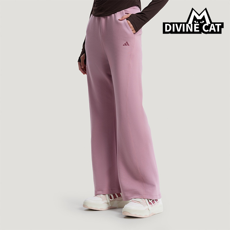 Adidas/阿迪达斯正品轻柔雅新款女粉色亲肤经典高腰喇叭裤KH2706 - 实物图