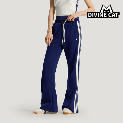 Adidas/阿迪达斯正品三叶草女士运动系带针织复古时尚长裤KY2163