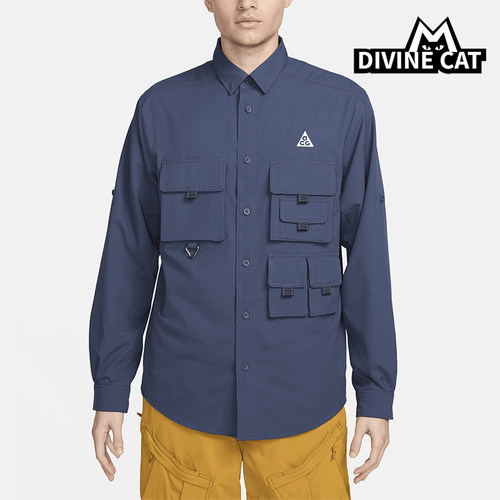 Nike/耐克正品Dri-FIT男士透气翻领单排扣长袖衬衫T恤DN3936-437