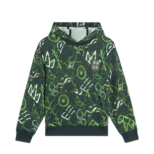 新款 男童休闲运动宽松套头针织连帽卫衣YWDS313 李宁正品 Lining