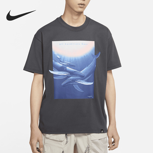 新款 夏季 男士 透气鲸落印花圆领短袖 070 Nike DC5359 耐克正品
