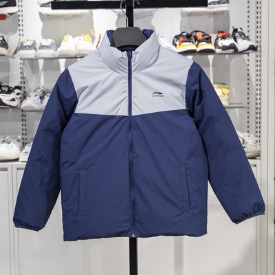 李宁正品运动生活系列儿童防泼水立领保暖双面穿羽绒服YYMU091-2