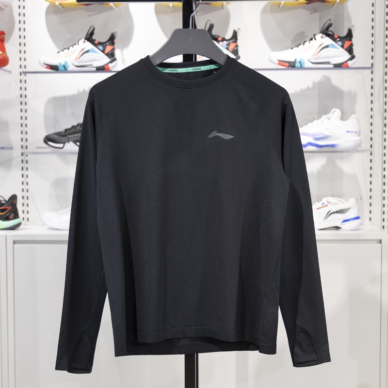 李宁正品专业跑步系列男子反光保暖舒适透气运动长袖T恤ATLU047-1
