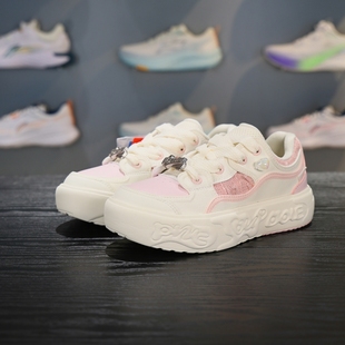 V2女大童戶外運(yùn)動透氣低幫休閑鞋 李寧正品 PINK BUBBLE YKCV120