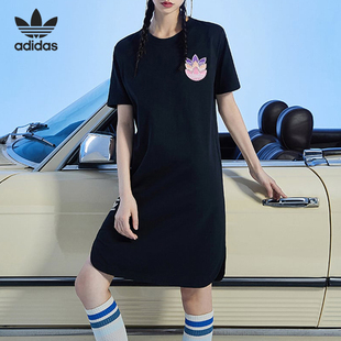 休闲运动连衣裙 三叶草女子圆领短袖 HF0115 阿迪达斯正品 Adidas