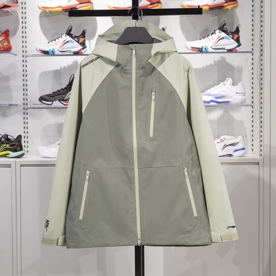 李宁正品CF溯万龙甲男女款拒水防泼宽松单层连帽冲锋衣AEMU049-5