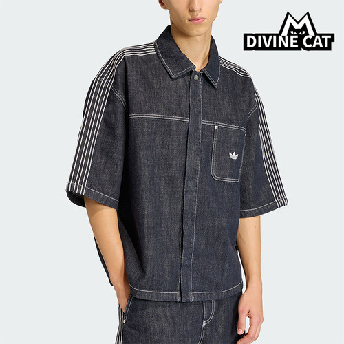 Adidas/阿迪达斯正品三叶草男士宽松经典时尚牛仔衬衫T恤KG6448