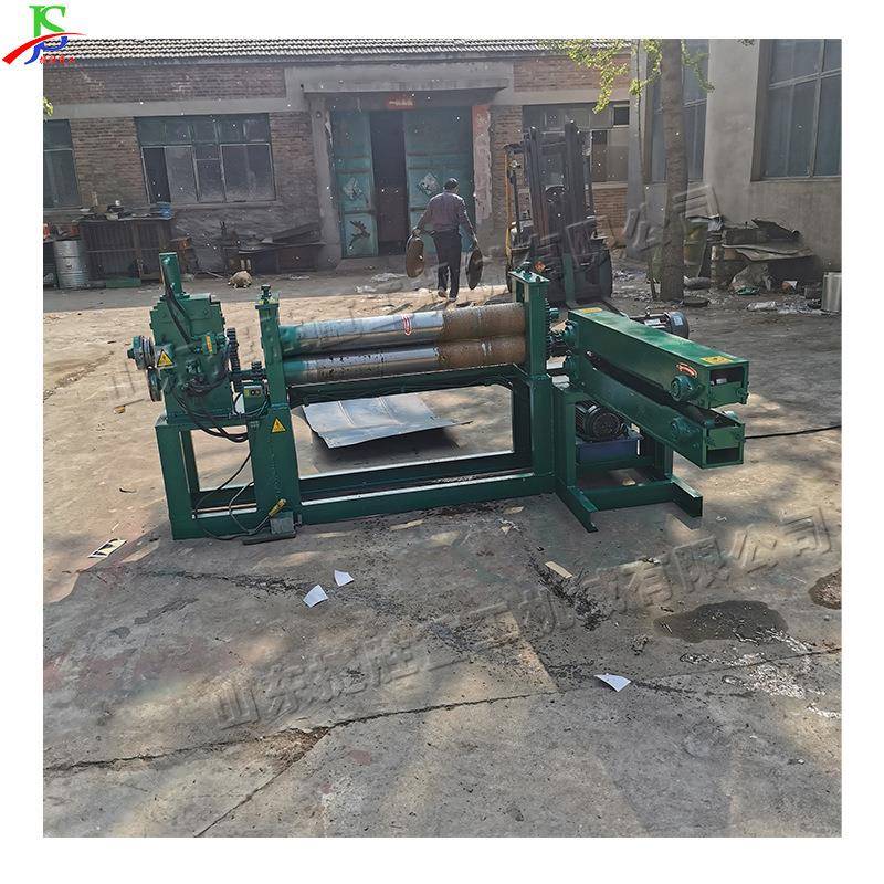 废旧油桶回收切割机铁桶塑料桶产设备筒体剪切分解压平一体机