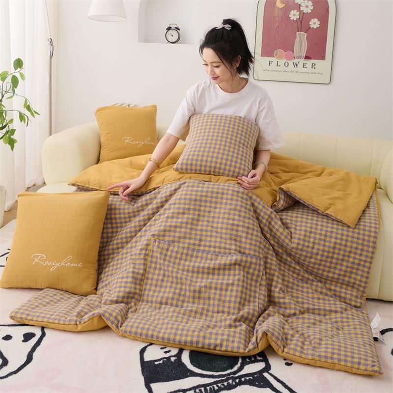 PSL全棉睡抱子枕被两用办公室午休纯棉空调被毯合子办公室被二一