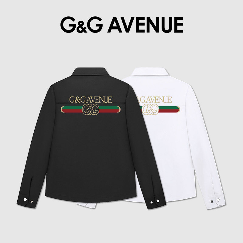 法国G&G AVENUE美式英伦风秋季百搭保暖透气时尚翻领长袖衬衫男款