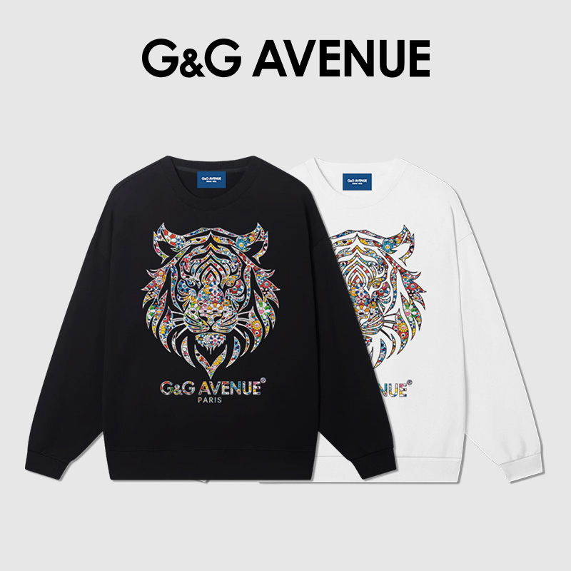 G&G AVENUE美式高端卫衣男春秋季老虎头重磅纯棉长袖套头潮牌上衣