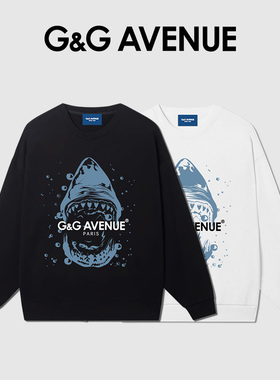 G&G AVENUE轻奢潮牌秋季休闲圆领卫衣男女同款宽松时尚长袖上衣服