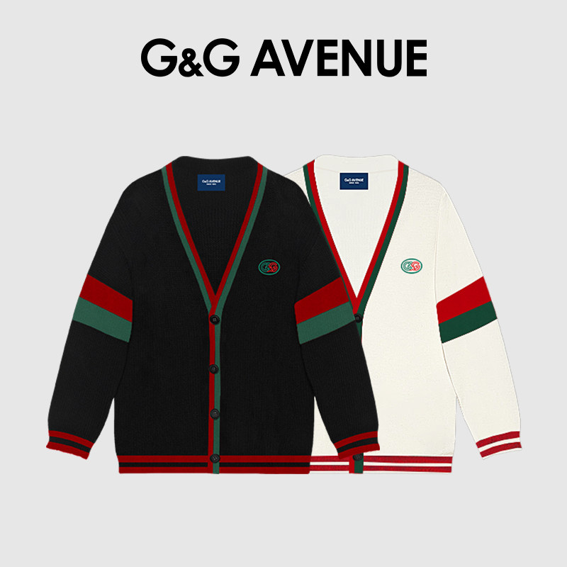 G&G轻奢潮牌高级感毛衣男士开衫秋冬季V领针织衫外穿潮流毛衣外套