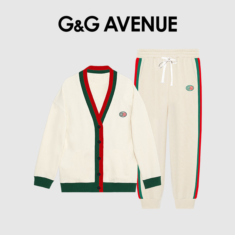 G&G AVENUE轻奢时尚开衫套装休闲毛衣针织衫长裤男女款秋冬两件套