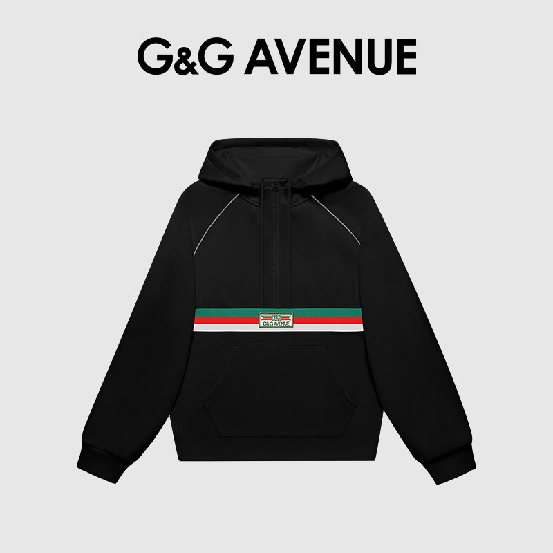 G&G AVENUE高端男士卫衣春秋季运动休闲重磅连帽外套宽松外衣服潮