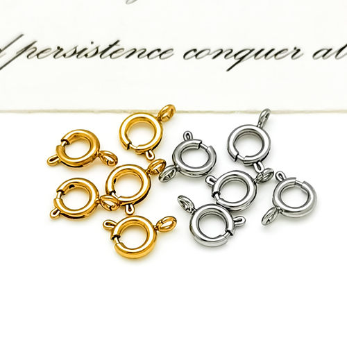 316不锈钢5-8mm弹弓扣炉内真空电镀不褪色项链扣弹簧扣圆形扣百搭