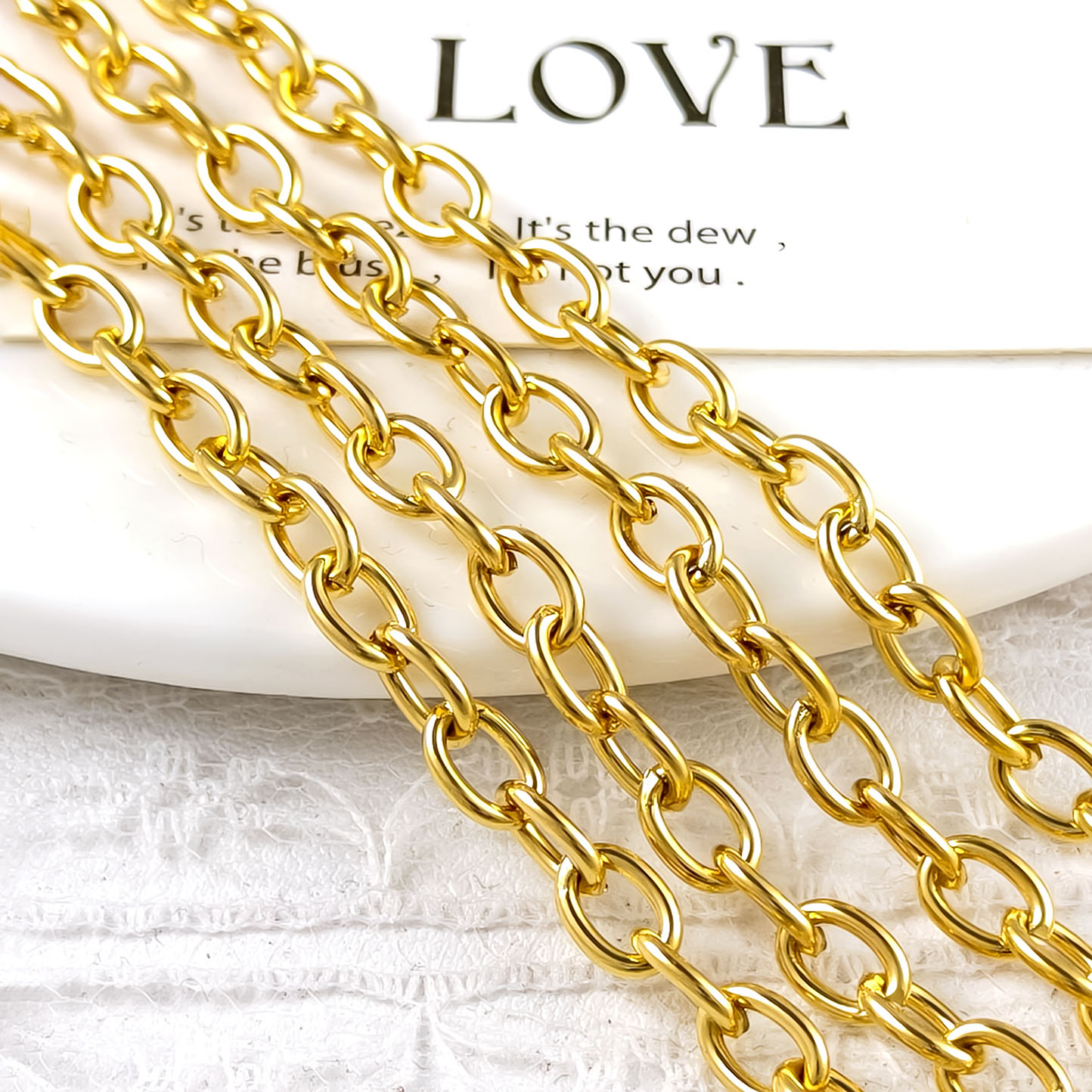 304不锈钢饰品链粗线径圆十字链O形链条炉内真空电镀diy饰品挂链