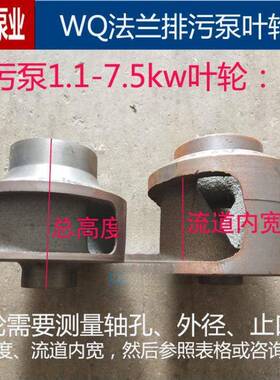 WQ法兰污水泵叶轮污泵1.水1-7.5kw水叶铸铁排VER寸32寸4寸6寸泵配