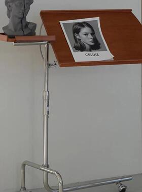 中复古实木BRY琴谱可架边几桌置推物阅读架小车带轮移升降书动房