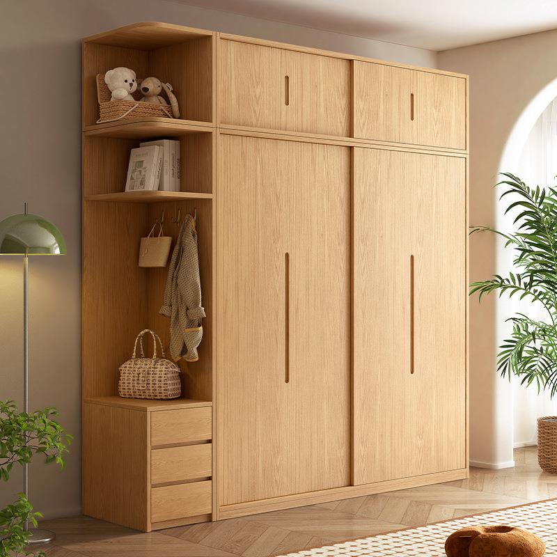 木月PWP推拉门柜二衣三门组合滑门大大小户型门原木全实木色极简