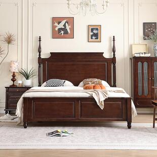 式家用大实木床1米8高端主美卧室双人床法式NJP复古床小床户型储