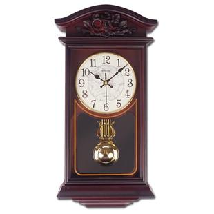 老式风水震宅PUU表报家时中式欧式客厅复摇摆仿木钟用静音古整点l