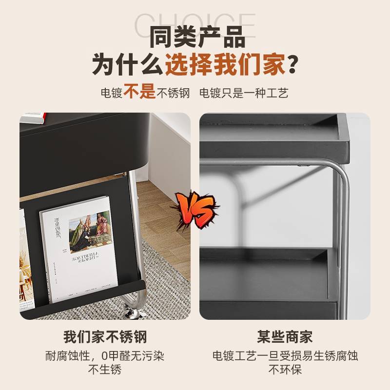 现代简约边几可移动茶几推车小桌子简易家用沙发边柜床头桌置物架