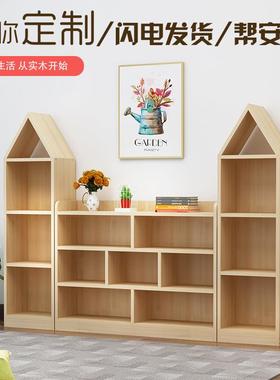 儿童实木简易书架组合书绘柜本LEH架教子室落地书橱松木格置物架