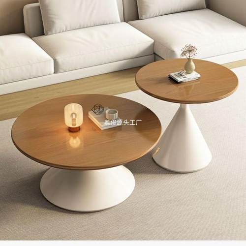 网ATF红小茶几房间桌子卧小室地上岩板床圆防烫形轻奢客厅边包邮