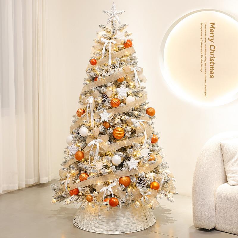 圣诞节装品型圣诞树ch落雪裸树饰ristast大ree聖誕樹m加密白色植