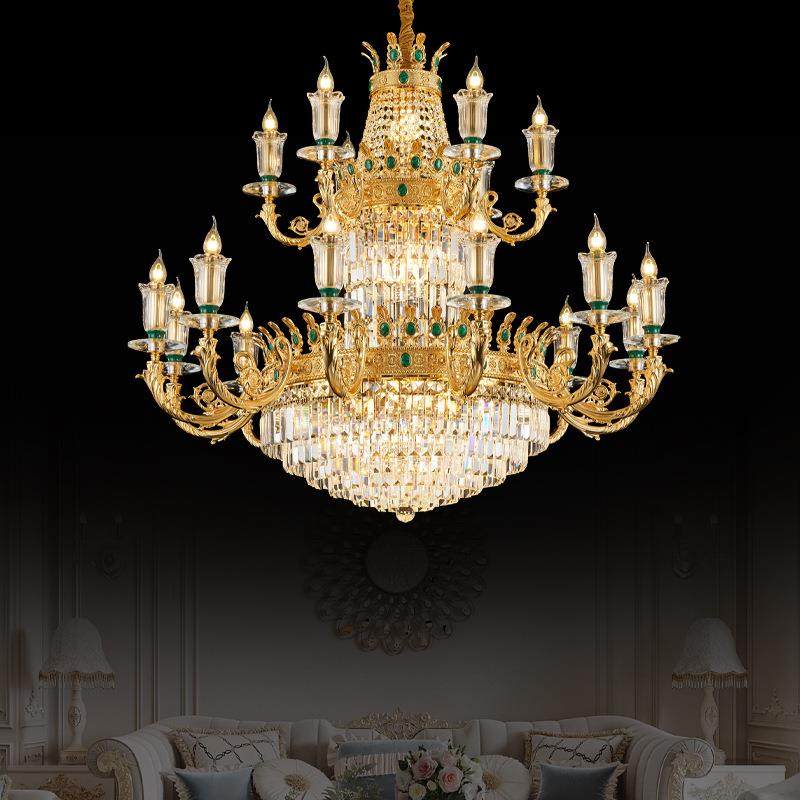 欧式全铜吊灯客厅中山灯饰高档K奢华厅46灯轻奢别墅大灯厅9水餐晶,家装灯饰光源,智能吊灯,淘宝优惠券,粉丝福利购,淘宝优惠卷