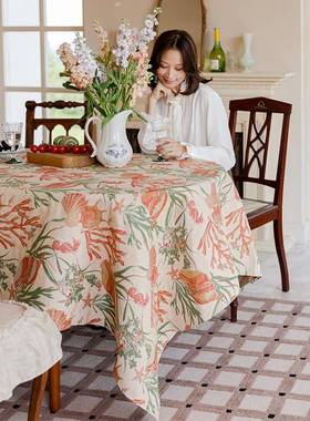 K9BEPS海底盖奇境桌布美式中古|风|圆桌盖I布轻奢氛围感餐桌布
