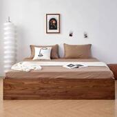 黑代胡木箱体床全实木无头床双人床现简约榻榻米床多功能储96165